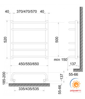 Електрична рушникосушка сухого типу Polywarm EU5/45 Sensor Wi-Fi