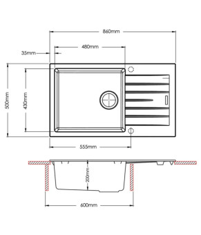 Кухонная мойка Fabiano Classic 86x50 XL Antracit (New) 8221.301.1438