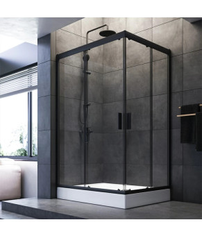 Twin Slide 120x80. Душевое ограждение,120x90, профиль черный мат., стекло про AM.PM W90UG-404-120290-BT Gem