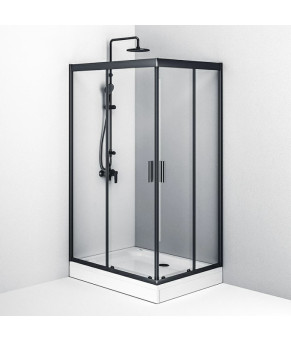 Twin Slide 120x80. Душевое ограждение,120x90, профиль черный мат., стекло про AM.PM W90UG-404-120290-BT Gem