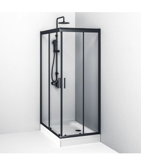 Twin Slide 120x80. Душевое ограждение,120x90, профиль черный мат., стекло про AM.PM W90UG-404-120280-BT Gem