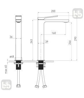 Змішувач для умивальника високий, 26 мм, cepillado níquel VOLLE SOLO 1510.011302