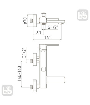 Змішувач для ванни VOLLE SOTA 35 мм cromo 1538.030101
