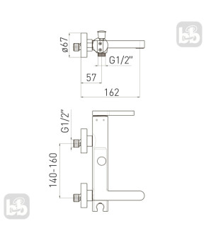 Змішувач для ванни VOLLE MORA 35 мм cromo+oro 1537.030122