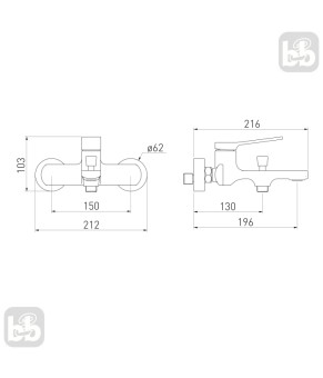 Змішувач для ванни VOLLE SOLO cepillado níquel 1510.031002