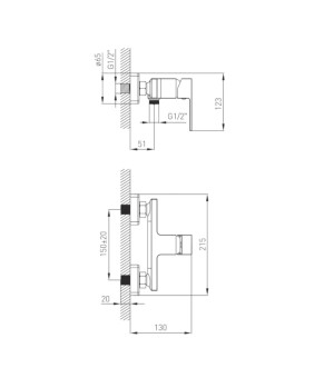 Змішувач для душу Volle LEON de la noche 1511.100104