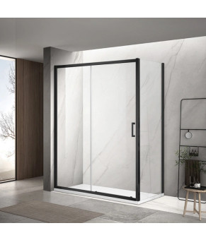 Душова кабіна DUSEL A-517B Black Matt 100х80х195 розсувна, профіль чорний, скло прозоре (A517B1080)