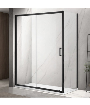 Душова кабіна DUSEL A-517B Black Matt 100х80х195 розсувна, профіль чорний, скло прозоре (A517B1080)