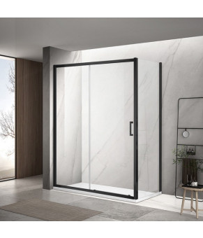 Душова кабіна DUSEL A-517B Black Matt 100х80х195 розсувна, профіль чорний, скло прозоре (A517B1080)