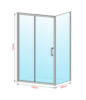 Душова кабіна DUSEL A-517B Black Matt 100х80х195 розсувна, профіль чорний, скло прозоре (A517B1080)