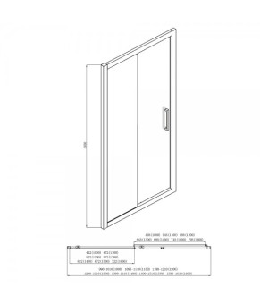 Душова кабіна DUSEL A-517B Black Matt 100х80х195 розсувна, профіль чорний, скло прозоре (A517B1080)
