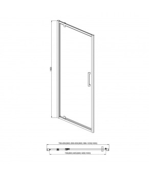 Душевая кабина DUSEL A-518 80х80х195 распашная, профиль хром, стекло прозрачное, A51880800