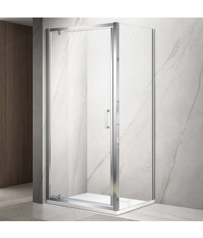 Душова кабіна DUSEL A-518 80х90х195 розпашна, профіль хром, скло прозоре