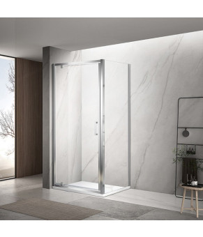 Душова кабіна DUSEL A-518 80х90х195 розпашна, профіль хром, скло прозоре