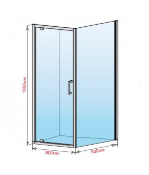 Душова кабіна DUSEL A-518 80х90х195 розпашна, профіль хром, скло прозоре