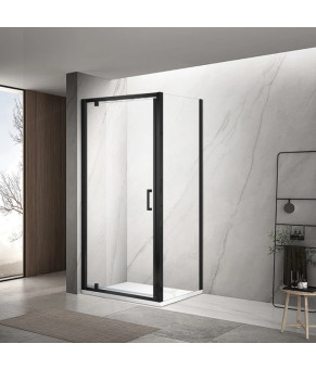 Душевая кабина DUSEL A-518b Black Matt 90х90х195 распашная, профиль черный, стекло прозрачное, A518B8080