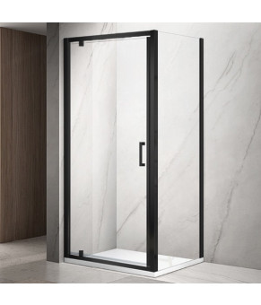 Душевая кабина DUSEL A-518b Black Matt 90х90х195 распашная, профиль черный, стекло прозрачное, A518B8080