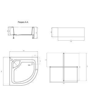 Душевой поддон Lidz KAPIELKA ST90x90x41 Высокий Полукруглый Акрил (LKAST909041)