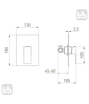 Змішувач для ванни прихованого монтажу Volle PARDO cepillado oro 1548.100215