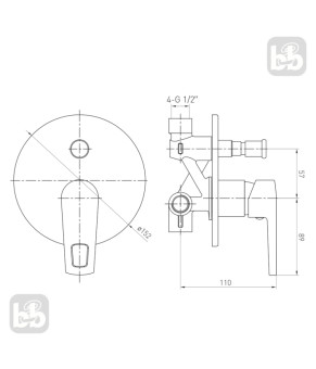 Змішувач для ванни прихованого монтажу Volle SOLAR cromo 1530.030201