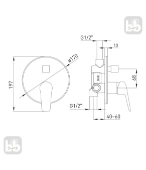 Змішувач для ванни прихованого монтажу Volle DIOS cromo 1536.030201
