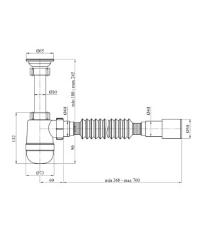 Сифон для раковини Agua TB07 1 1/4''х40/50 мм з різьбовим випуском