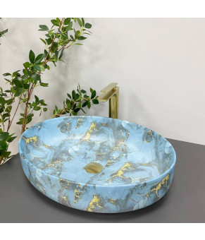 Умывальник (раковина) VBI UDINE MARBLE BLUE MATT накладной