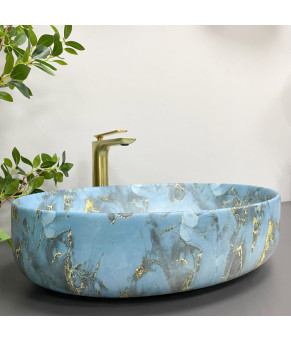 Умывальник (раковина) VBI UDINE MARBLE BLUE MATT накладной
