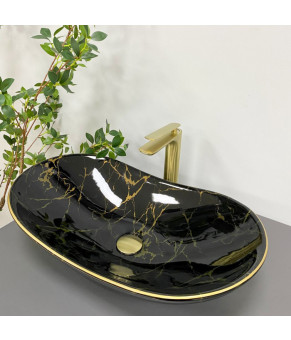 Умывальник (раковина) VBI TURIN MARBLE BLACK GLOSSY накладной