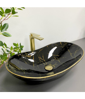 Умывальник (раковина) VBI TURIN MARBLE BLACK GLOSSY накладной