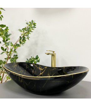 Умывальник (раковина) VBI TURIN MARBLE BLACK GLOSSY накладной