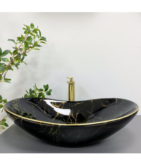 Умывальник (раковина) VBI TURIN MARBLE BLACK GLOSSY накладной