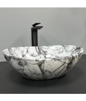 Умывальник (раковина) VBI PARMA STATUARIO BLACK VEINS GLOSSY накладной