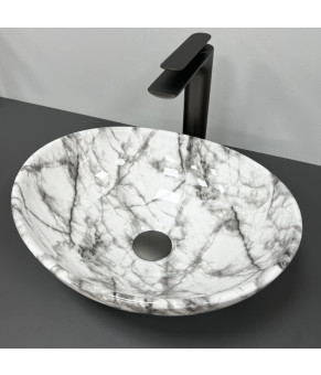 Умывальник (раковина) VBI PARMA STATUARIO BLACK VEINS GLOSSY накладной