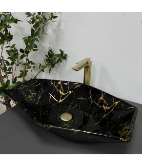 Умывальник (раковина) VBI VENEZIA MARBLE BLACK GLOSSY накладной