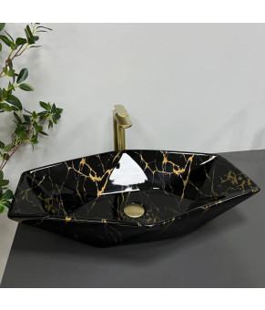 Умывальник (раковина) VBI VENEZIA MARBLE BLACK GLOSSY накладной
