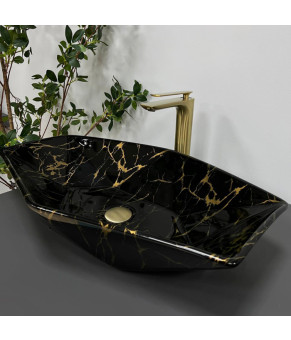 Умывальник (раковина) VBI VENEZIA MARBLE BLACK GLOSSY накладной