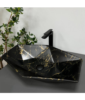 Умывальник (раковина) VBI VENEZIA MARBLE BLACK MATT накладной