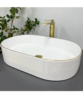 Умывальник (раковина) VBI VERONA 60 WHITE GOLD EDGE накладной