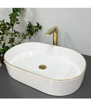Умывальник (раковина) VBI VERONA 60 WHITE GOLD EDGE накладной