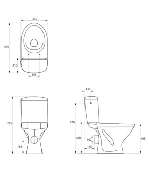 Унитаз компакт Cersanit Eko 2 Simple On (K44-129)