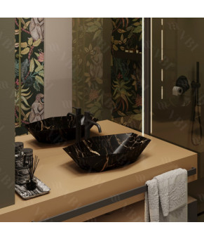 Умывальник (раковина) VBI VENEZIA S MARBLE BLACK MATT накладной