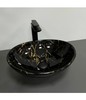Умывальник (раковина) VBI PARMA MARBLE BLACK GLOSSY накладной