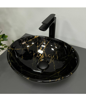 Умывальник (раковина) VBI PARMA MARBLE BLACK GLOSSY накладной