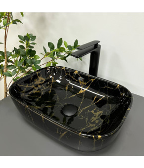 Умывальник (раковина) VBI RAVENNA MARBLE BLACK GLOSSY накладной