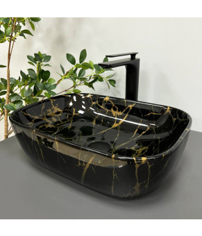 Умывальник (раковина) VBI RAVENNA MARBLE BLACK GLOSSY накладной