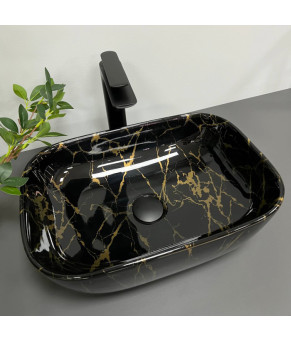Умывальник (раковина) VBI RAVENNA MARBLE BLACK GLOSSY накладной