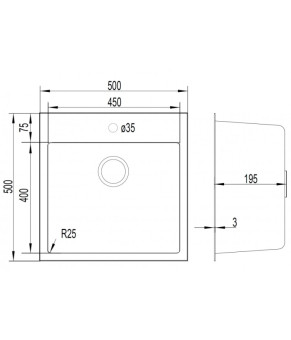 Кухонна мийка Gunter & Hauer Metter 5020 IX (50x50 см) нержавіюча сталь