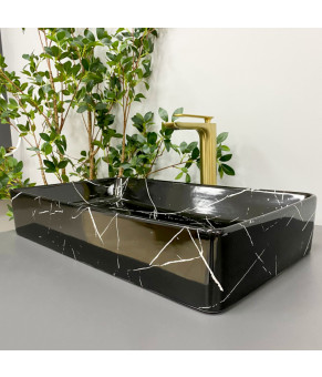 Умывальник (раковина) VBI TRIEST BLACK MARMO GLOSSY накладной