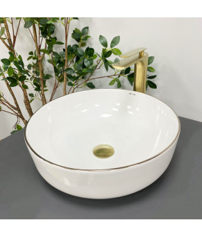 Умывальник (раковина) VBI BARI S WHITE GOLD EDGE накладной